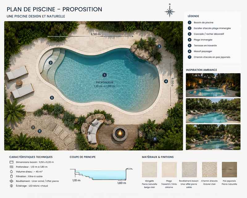 Plan piscine sur mesure à Nouvelle-Aquitaine